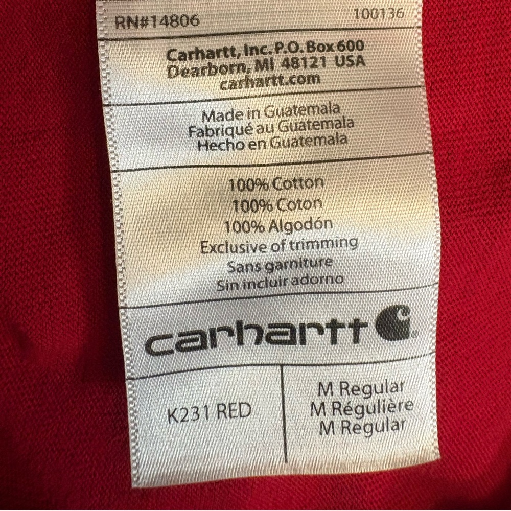 Carhartt Men's Long-Sleeve Crewneck Tee in Red - Picture 5 of 7